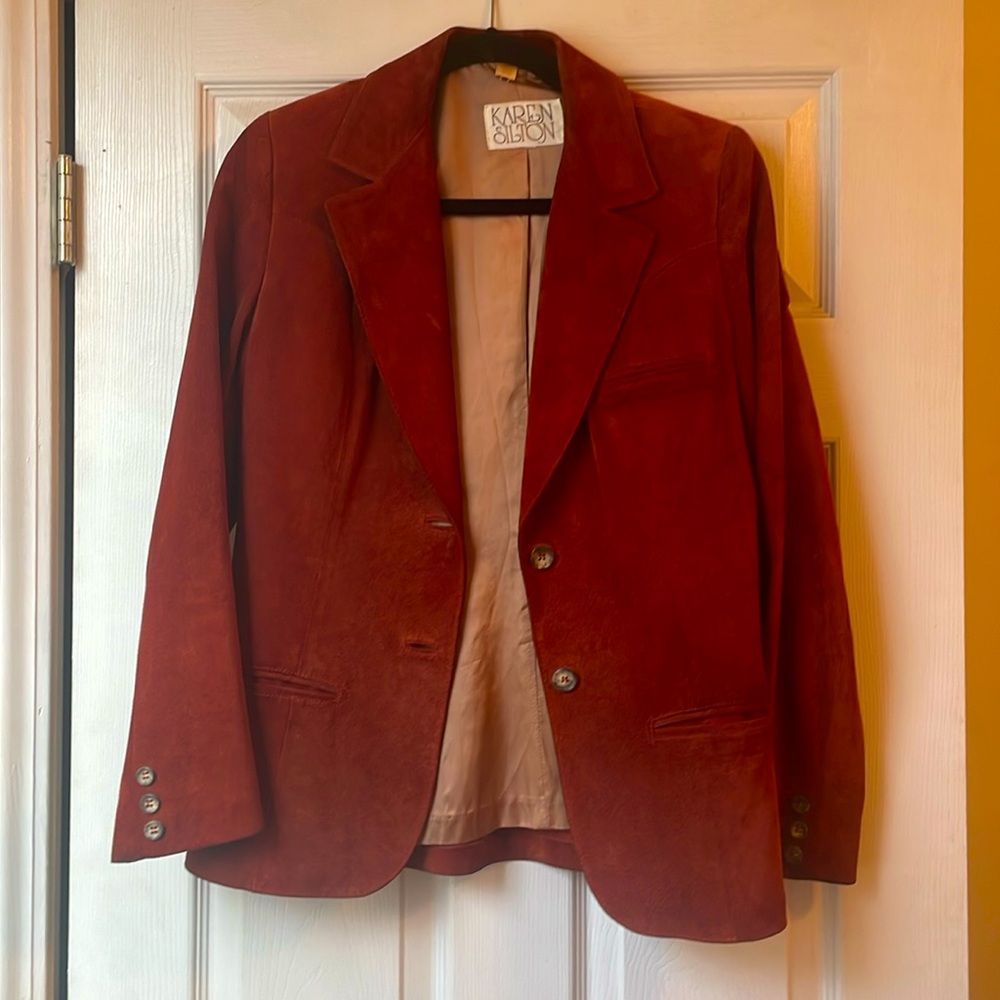 Karen Silton genuine leather vintage blazer jacket.